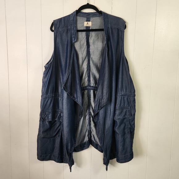 Penningtons DC Jeans Open Front Vest Lyocell Jacket Size 1X Fall Lightweight - Picture 2 of 8